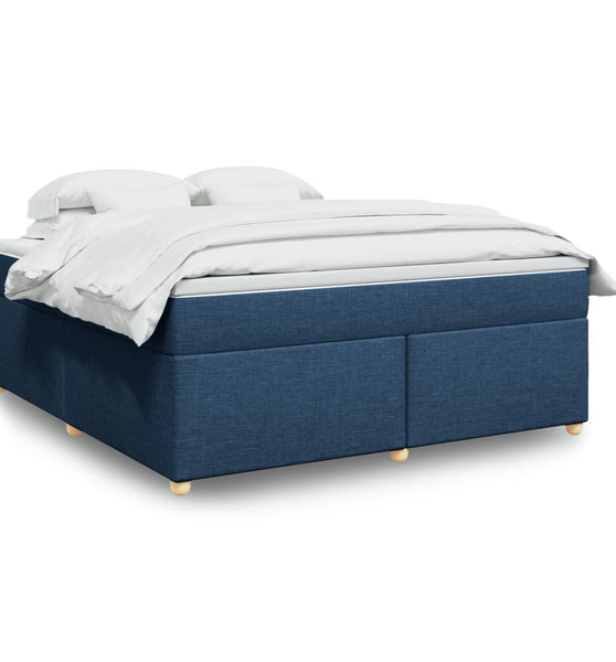 Boxspringbett mit Matratze Blau 180x200 cm Stoff