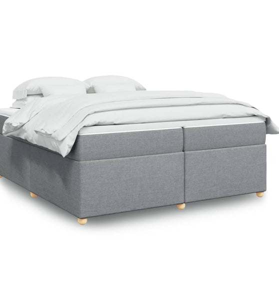 Boxspringbett mit Matratze Hellgrau 200x200 cm Stoff