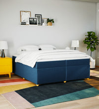 Boxspringbett mit Matratze Blau 200x200 cm Stoff