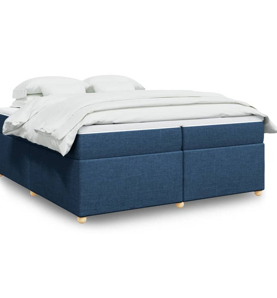 Boxspringbett mit Matratze Blau 200x200 cm Stoff