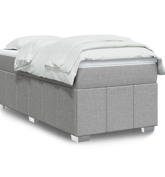 Boxspringbett mit Matratze Hellgrau 90x190 cm Stoff
