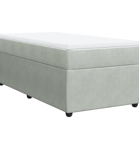 Boxspringbett mit Matratze Hellgrau 90x190 cm Samt