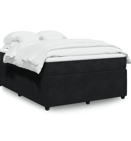 Boxspringbett mit Matratze Schwarz 140x190 cm Samt