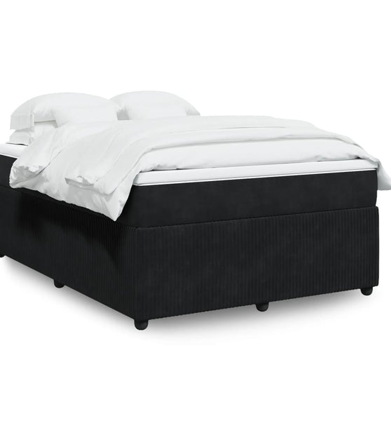 Boxspringbett mit Matratze Schwarz 140x200 cm Samt