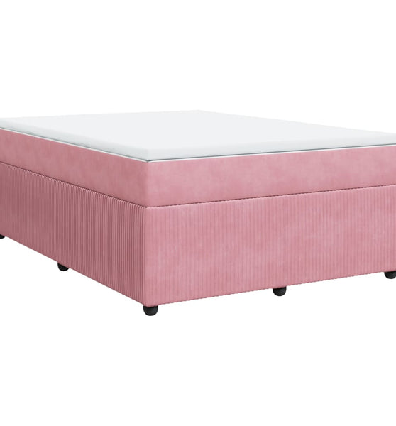 Boxspringbett mit Matratze Rosa 140x200 cm Samt