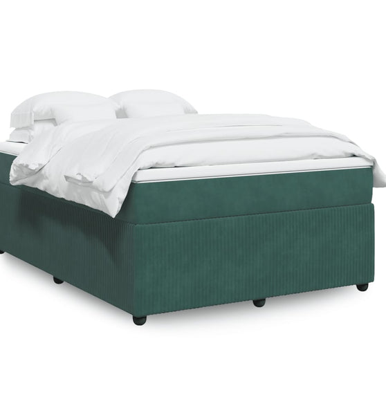 Boxspringbett mit Matratze Dunkelgrün 160x200 cm Samt