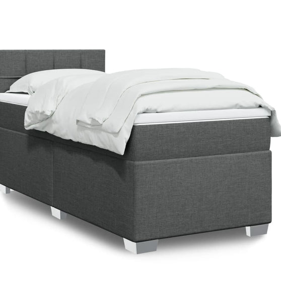 Boxspringbett mit Matratze Dunkelgrau 80x200 cm Stoff