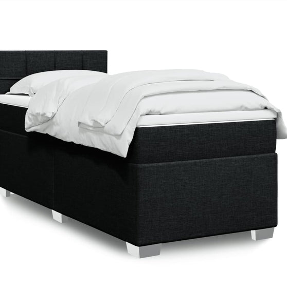 Boxspringbett mit Matratze Schwarz 80x200 cm Stoff