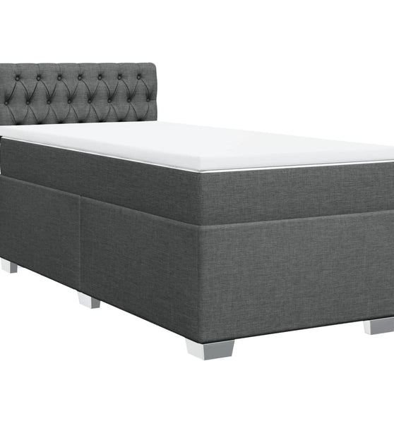 Boxspringbett mit Matratze Dunkelgrau 80x200 cm Stoff