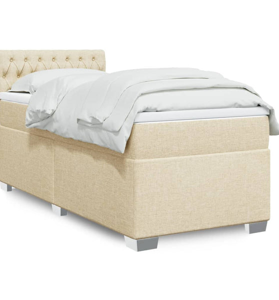 Boxspringbett mit Matratze Creme 80x200 cm Stoff