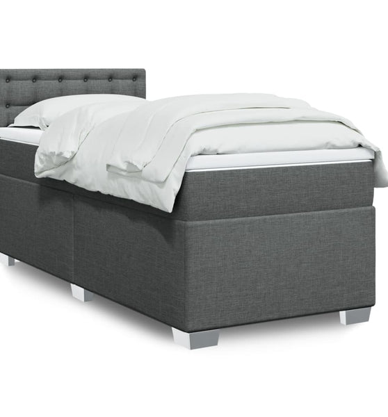 Boxspringbett mit Matratze Dunkelgrau 80x200 cm Stoff