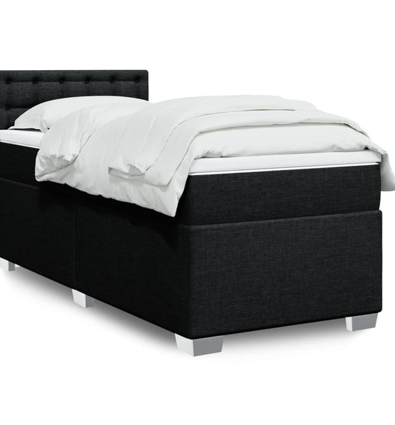 Boxspringbett mit Matratze Schwarz 80x200 cm Stoff