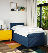 Boxspringbett mit Matratze Blau 80x200 cm Stoff