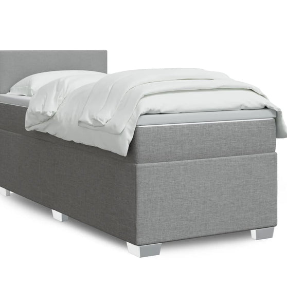 Boxspringbett mit Matratze Hellgrau 90x190 cm Stoff