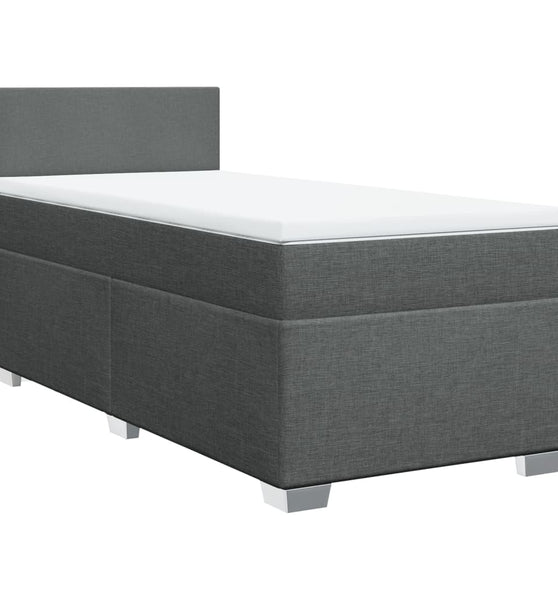 Boxspringbett mit Matratze Dunkelgrau 90x190 cm Stoff