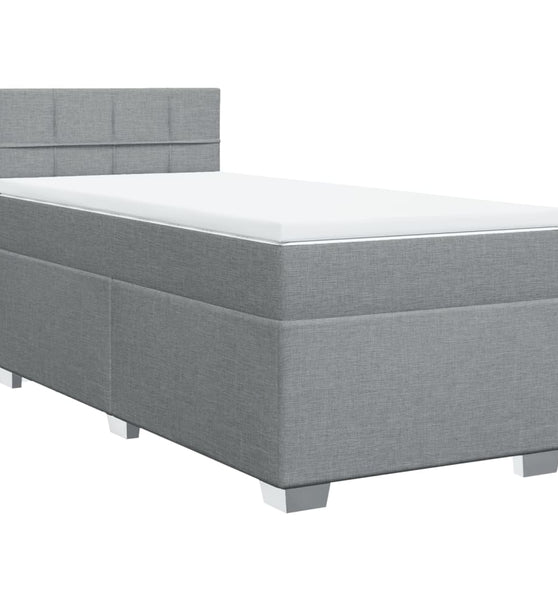 Boxspringbett mit Matratze Hellgrau 90x190 cm Stoff