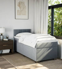 Boxspringbett mit Matratze Hellgrau 90x190 cm Stoff