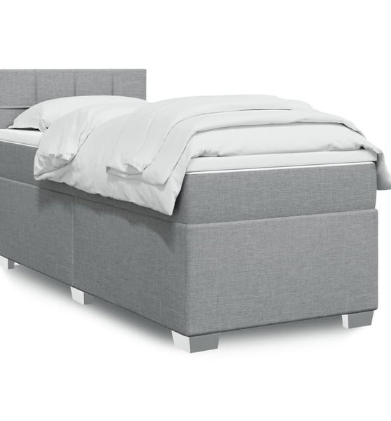 Boxspringbett mit Matratze Hellgrau 90x190 cm Stoff