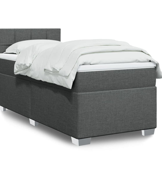 Boxspringbett mit Matratze Dunkelgrau 90x190 cm Stoff