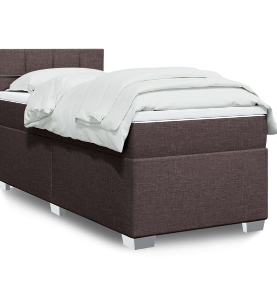 Boxspringbett mit Matratze Dunkelbraun 90x190 cm Stoff