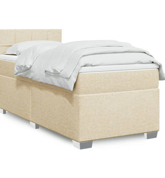 Boxspringbett mit Matratze Creme 90x190 cm Stoff