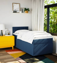 Boxspringbett mit Matratze Blau 90x190 cm Stoff