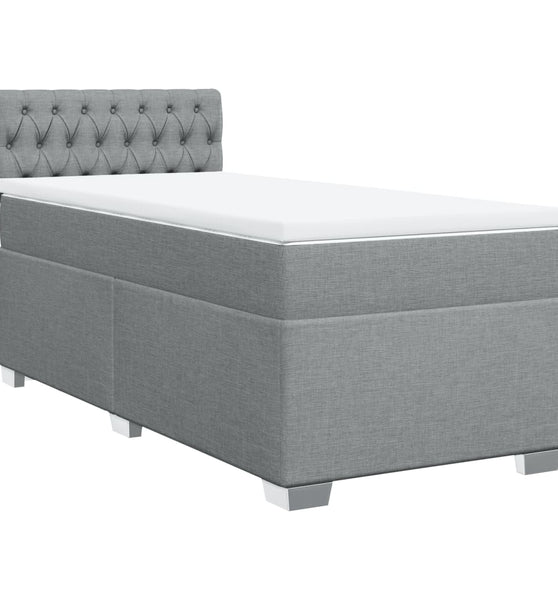 Boxspringbett mit Matratze Hellgrau 90x190 cm Stoff