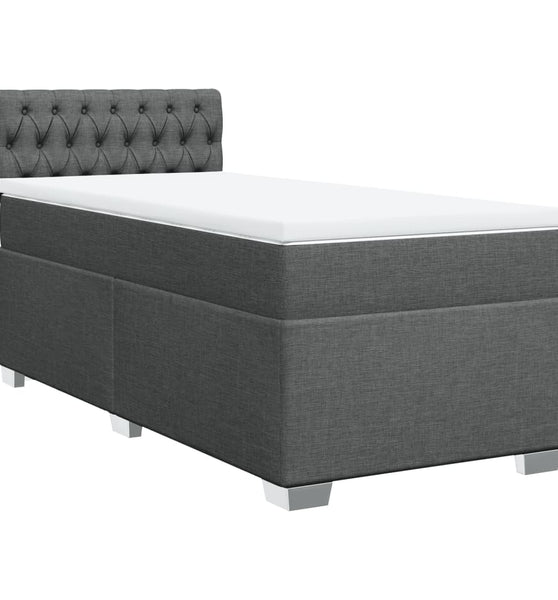 Boxspringbett mit Matratze Dunkelgrau 90x190 cm Stoff
