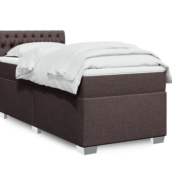 Boxspringbett mit Matratze Dunkelbraun 90x190 cm Stoff