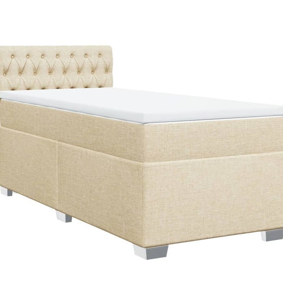 Boxspringbett mit Matratze Creme 90x190 cm Stoff