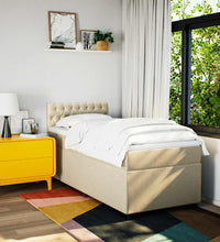 Boxspringbett mit Matratze Creme 90x190 cm Stoff