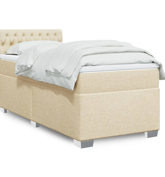 Boxspringbett mit Matratze Creme 90x190 cm Stoff