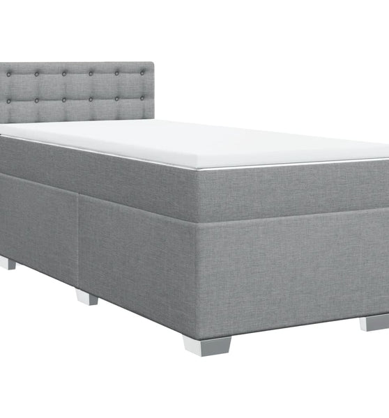 Boxspringbett mit Matratze Hellgrau 90x190 cm Stoff