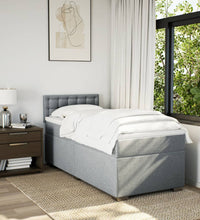 Boxspringbett mit Matratze Hellgrau 90x190 cm Stoff