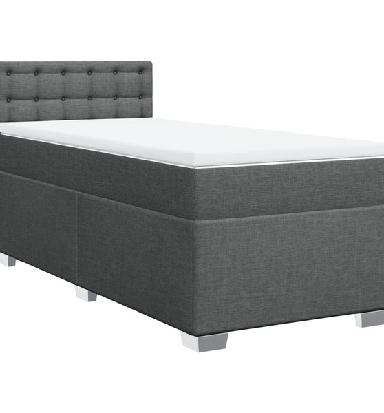 Boxspringbett mit Matratze Dunkelgrau 90x190 cm Stoff