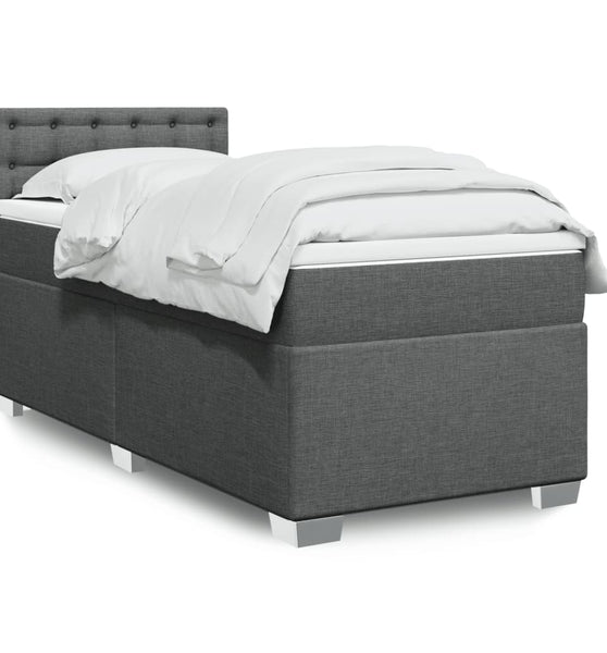 Boxspringbett mit Matratze Dunkelgrau 90x190 cm Stoff