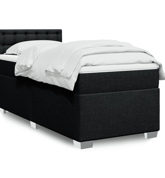 Boxspringbett mit Matratze Schwarz 90x190 cm Stoff