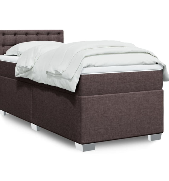 Boxspringbett mit Matratze Dunkelbraun 90x190 cm Stoff