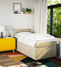 Boxspringbett mit Matratze Creme 90x190 cm Stoff