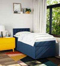 Boxspringbett mit Matratze Blau 90x190 cm Stoff