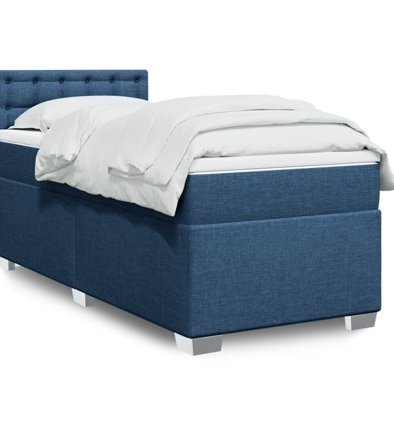 Boxspringbett mit Matratze Blau 90x190 cm Stoff