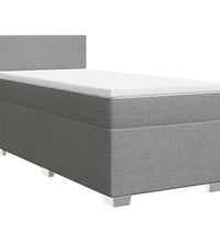 Boxspringbett mit Matratze Hellgrau 90x200 cm Stoff
