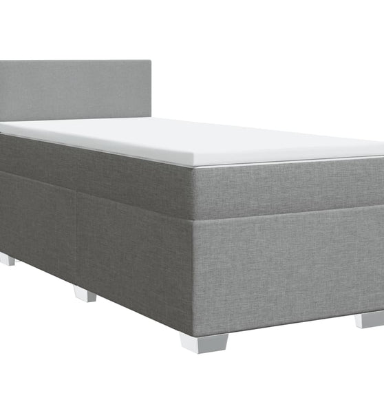 Boxspringbett mit Matratze Hellgrau 90x200 cm Stoff