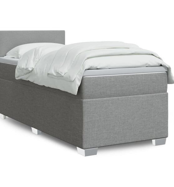 Boxspringbett mit Matratze Hellgrau 90x200 cm Stoff