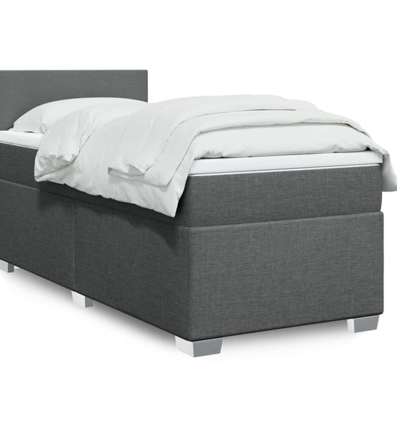 Boxspringbett mit Matratze Dunkelgrau 90x200 cm Stoff