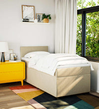 Boxspringbett mit Matratze Creme 90x200 cm Stoff