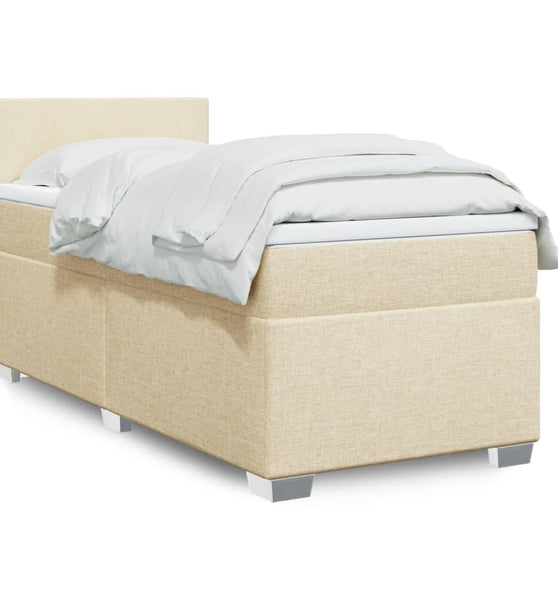 Boxspringbett mit Matratze Creme 90x200 cm Stoff