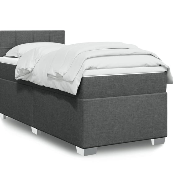 Boxspringbett mit Matratze Dunkelgrau 90x200 cm Stoff