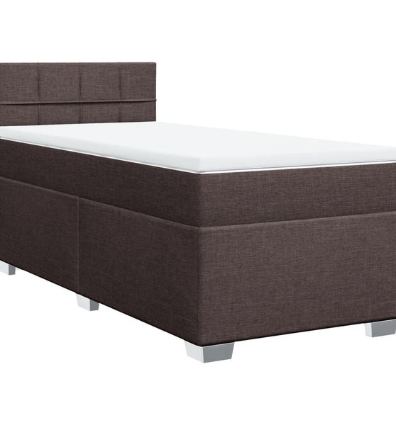 Boxspringbett mit Matratze Dunkelbraun 90x200 cm Stoff