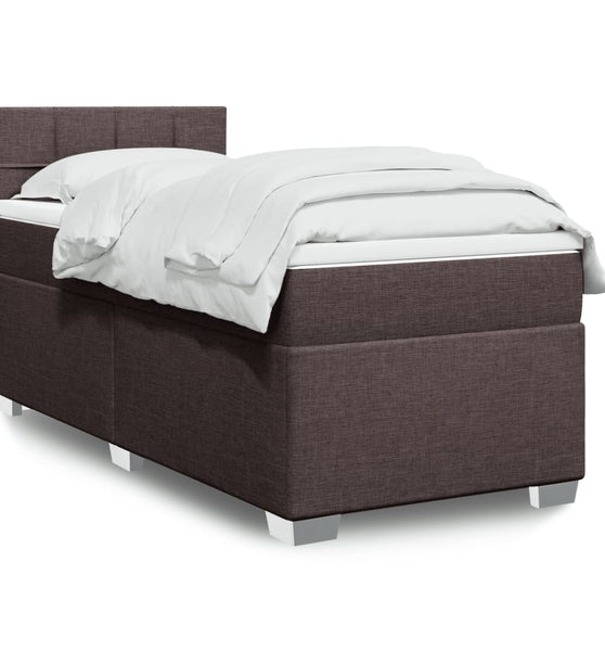 Boxspringbett mit Matratze Dunkelbraun 90x200 cm Stoff